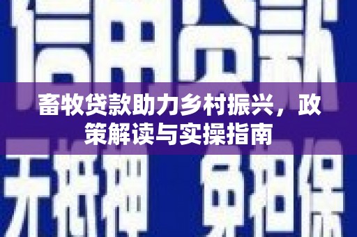 宿迁畜牧贷款助力乡村振兴，政策解读与实操指南
